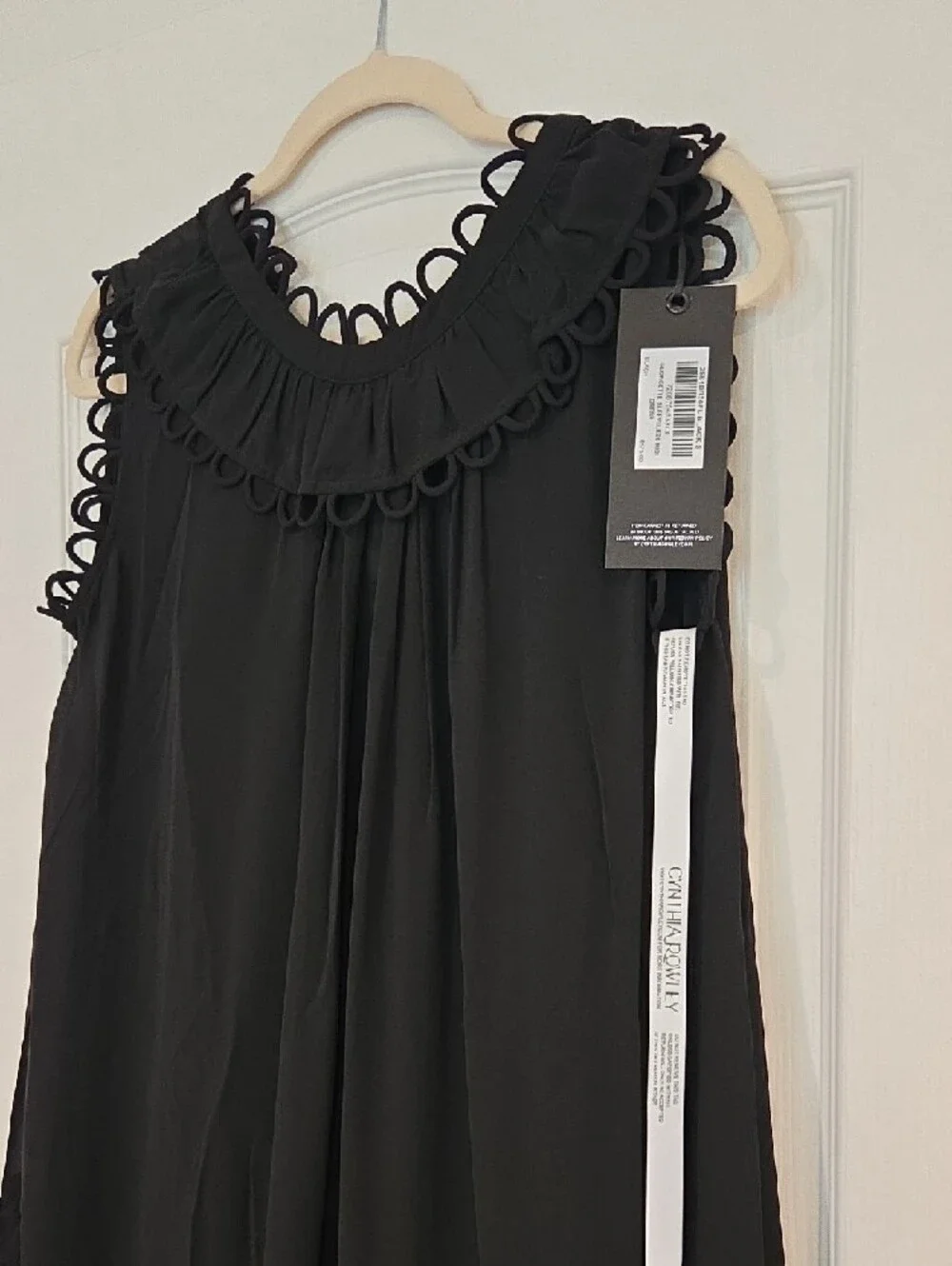 Cynthia Rowley Black Sleeveless Georgette Silk Midi Dress - Picture 9 of 9